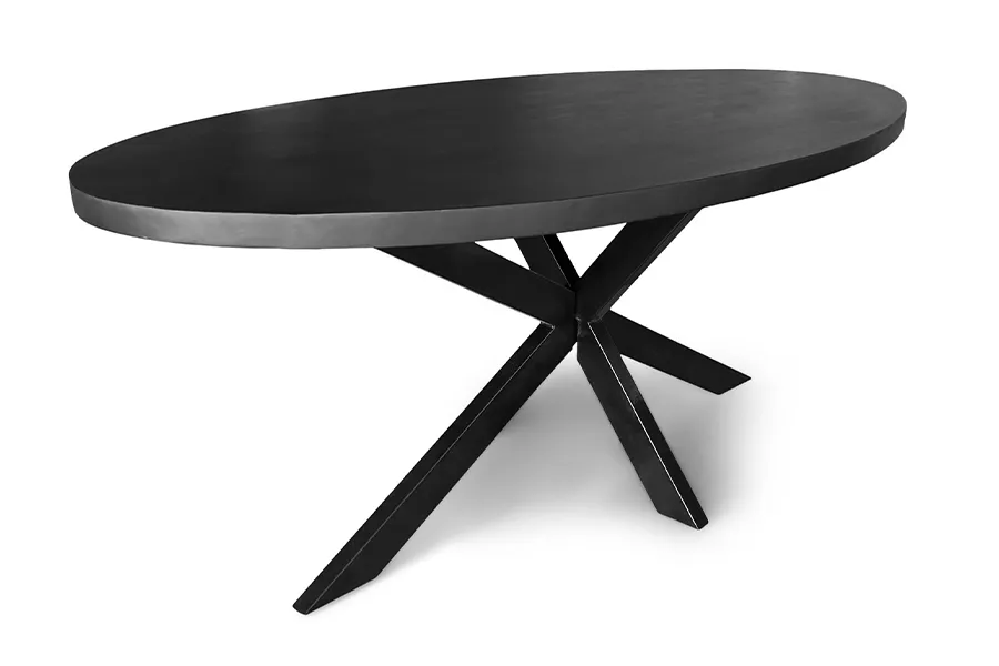 WOONENZO Eettafel ovaal - zwart - 160 cm