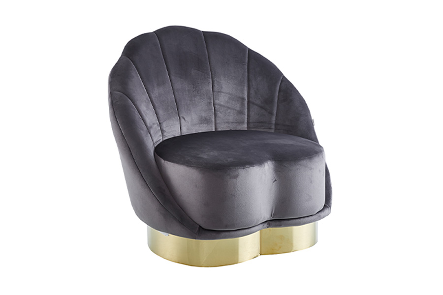 Schelp fauteuil Iona - velvet - grijs 1