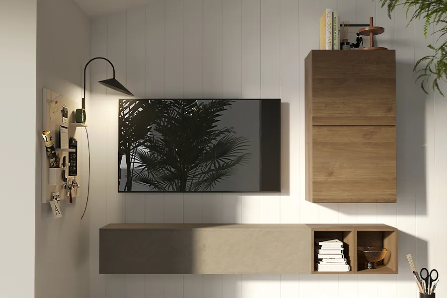 Zwevend tv-meubel Infinity - houtlook en betonlook 1