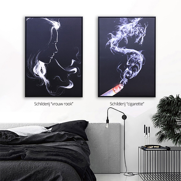 Schilderij vrouw rook (50x70) 3